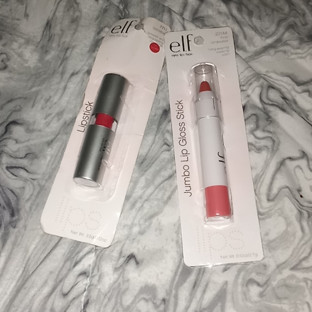 Red Lipstick and Pink Lip Gloss Stick